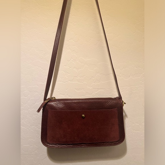 Madewell Handbags - Madewell Burgundy Plum Leather/Suede Crossbody Bag